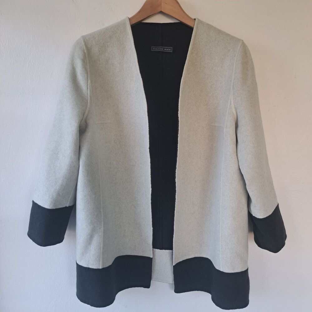 CELINE Finition Main Lambswool Angora Large Size 14 Womens Cardigan Sweater Gray